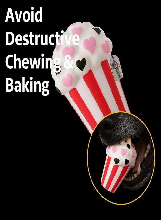 Western Era Ice Cream Cup Squeaky Toy for Dogs | Cute Popcorn Style Dog Chew Toy with Squeaker | Soft Rubber Fun for Puppies & Small Breeds | Red-White Cup Design | Chew Dog Toy for Playtime - Image 4